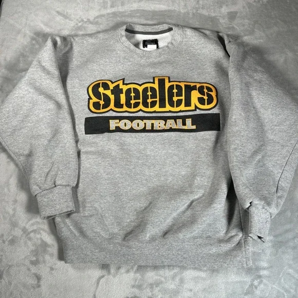 Vintage Pittsburgh Steelers Sweatshirt Mens Large Gray Starter Made USA NFL - Picture 1 of 11
